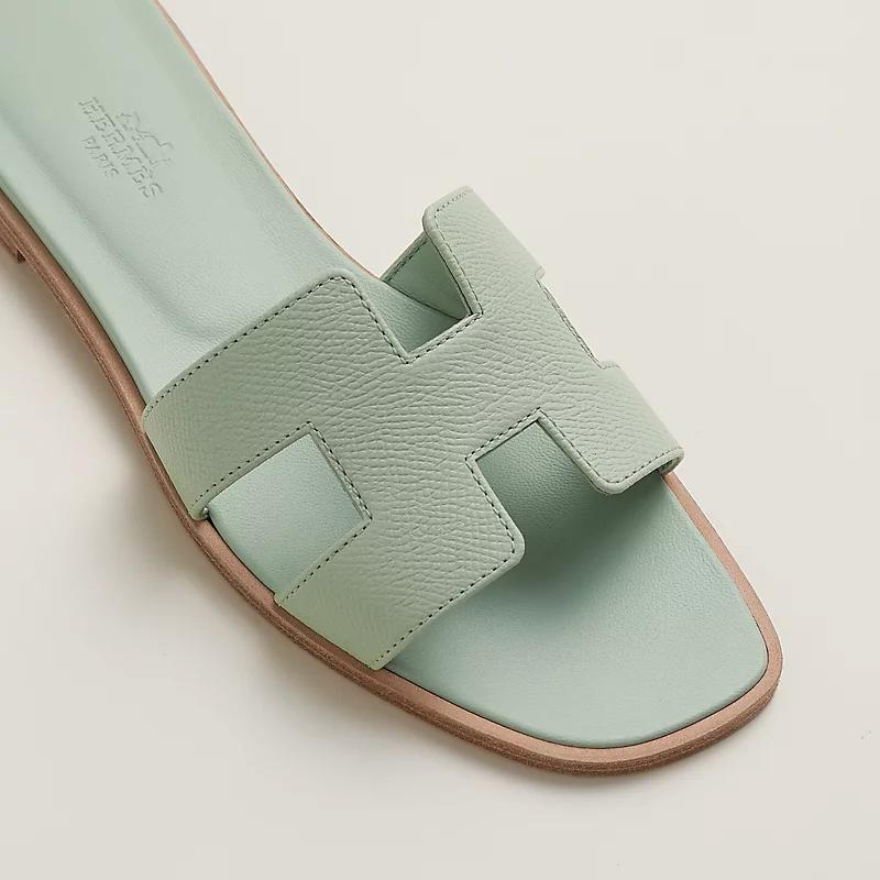 Giày Hermes Oran Sandal Nữ Xanh Mint Nâu